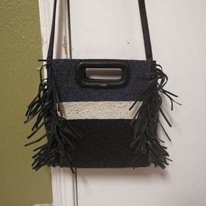 NWT MAJE “M” Bead Block Leather Shoulder Bag
